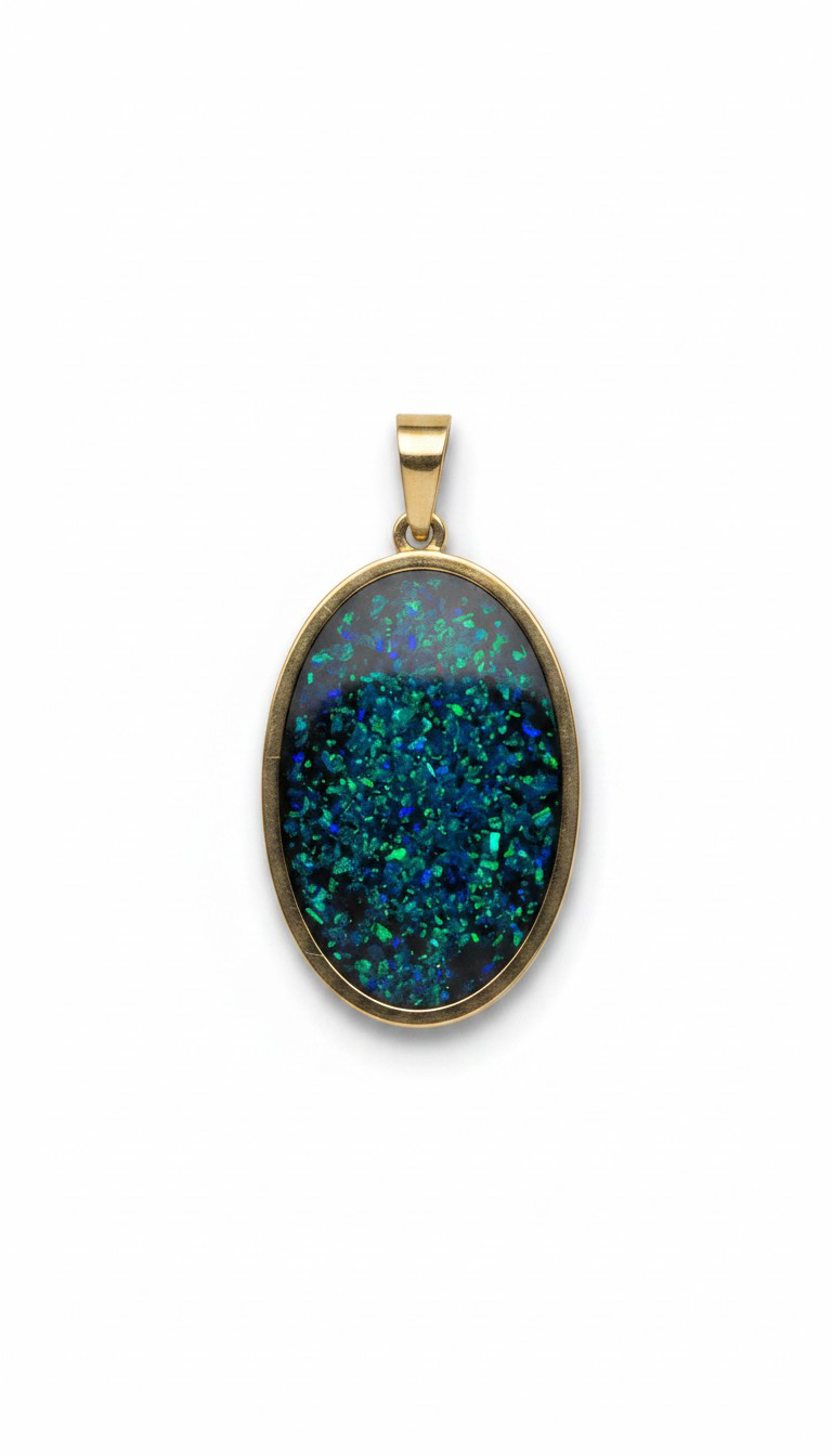 Handgemachter synthetischer Opal ovaler Edelstahl-Anhänger