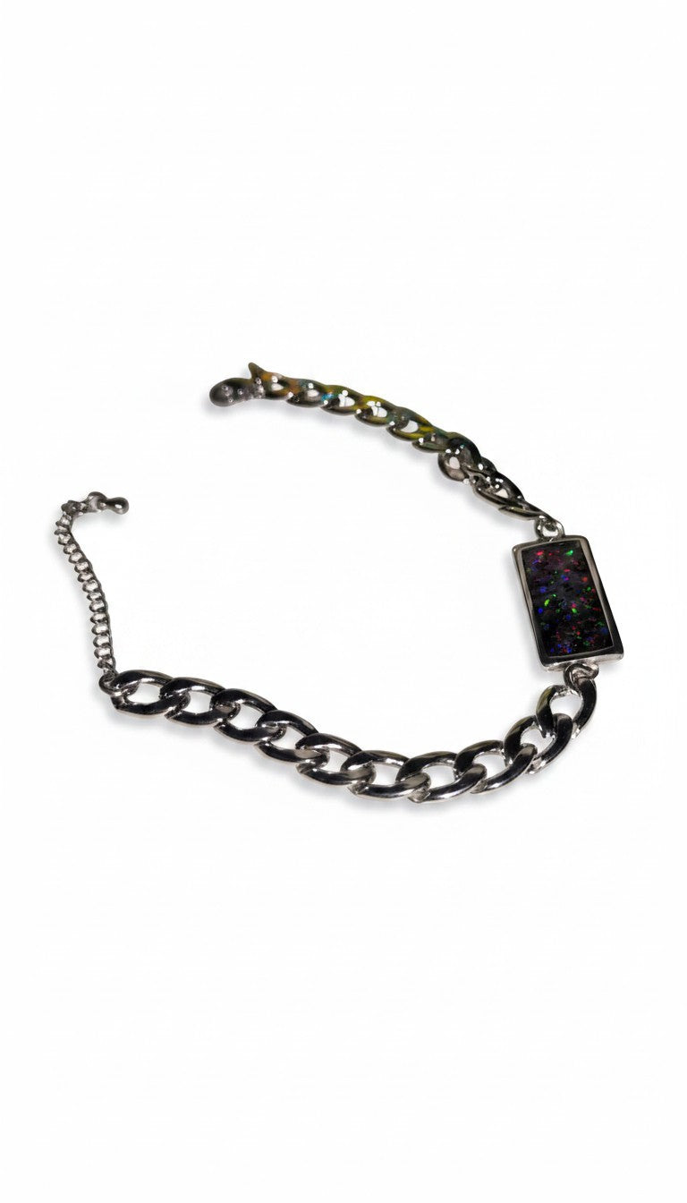 Bracelet en opale synthétique fait main en acier inoxydable
