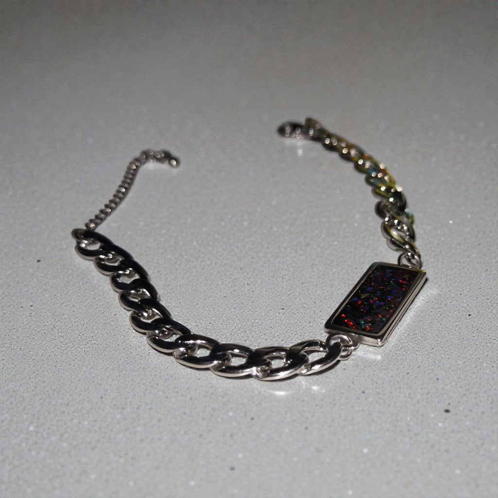 Bracelet en opale synthétique fait main en acier inoxydable