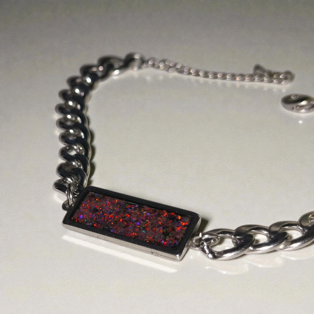 Bracelet en opale synthétique fait main en acier inoxydable